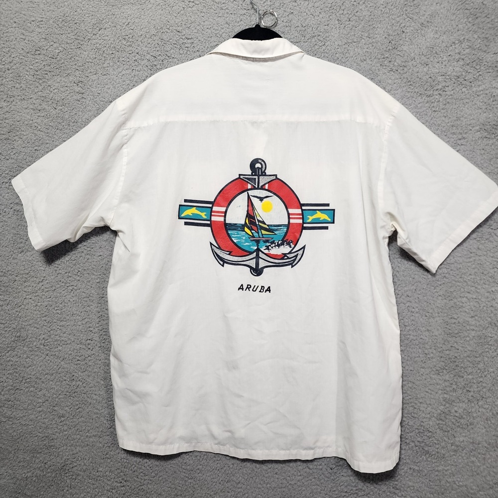 Aruba Vintage Mens Button Short Sleeve Shirt 80's Seans Gentleman Style Captain‎